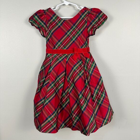Janie and Jack Other - Janie and Jack Girls Size 4 Tartan Plaid Silk Christmas Dress Holiday Red Green
